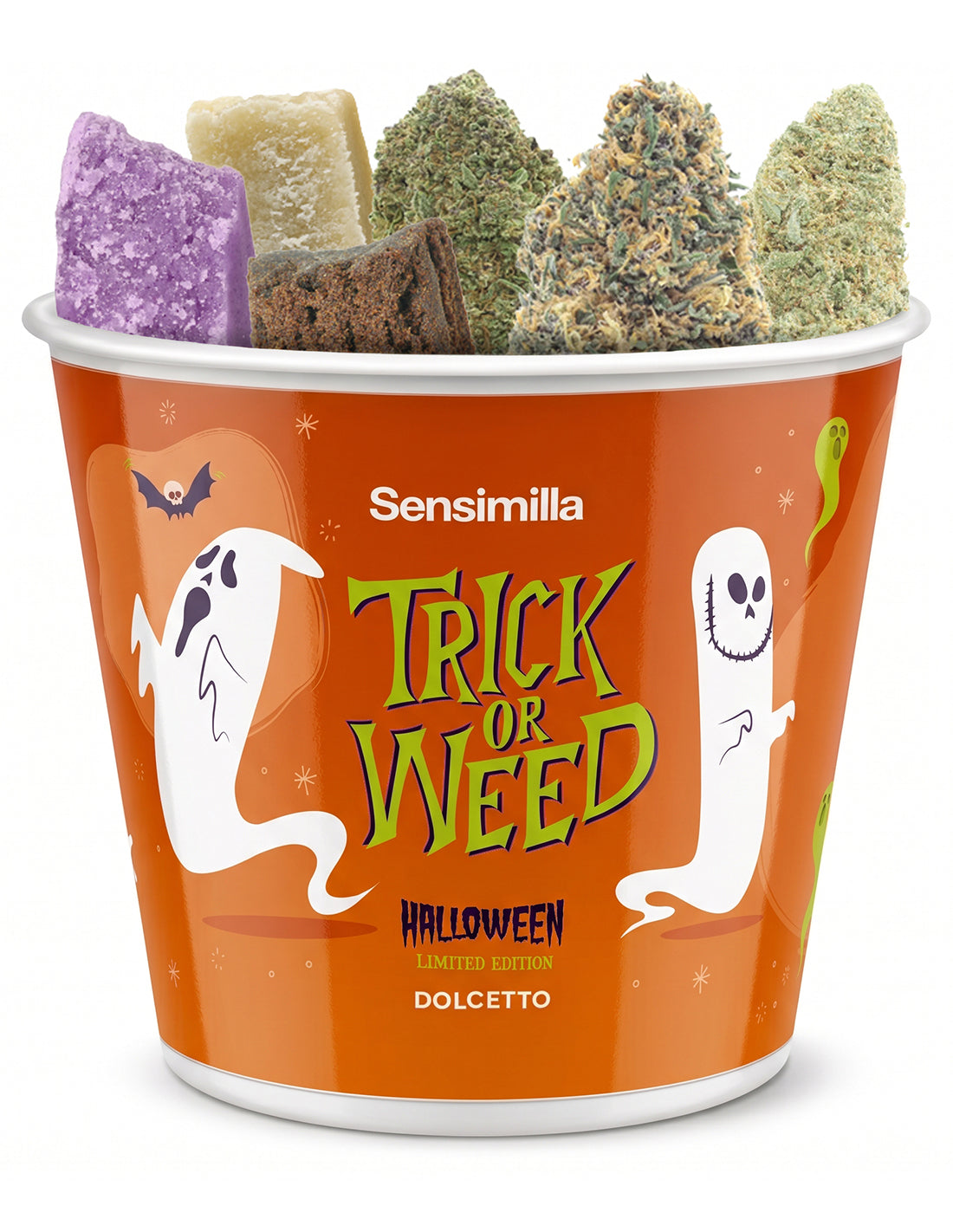 Kit Halloween Dolcetto Sensimilla, secchiello arancione Trick or Weed con hash e fiori CBD